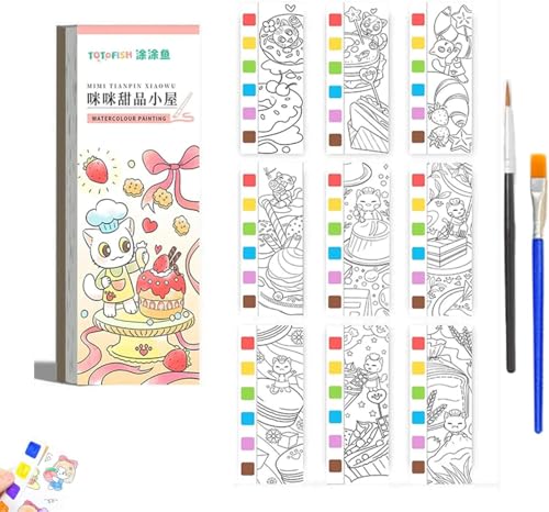 Mini Paint Pad,Mini Watercolor Paint Pad,Pocket Watercolor Painting Book,Water Color Paint Pad,Travel Paint Watercolor Coloring Book Set,Mini Paint Pad Watercolor for Adults Boys and Girls (Set D) von Eeiiey