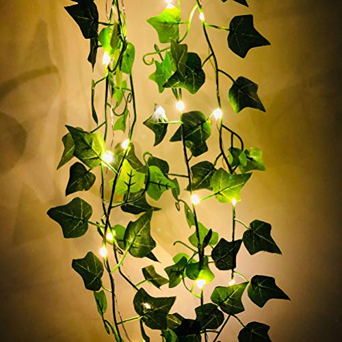 Eeneme 1 St¨¹ck Efeu K¨¹nstlich Licht, 10M K¨¹nstlich Efeu Girlande, H?ngende Lichterkette mit 100 LED Lichterketten f¨¹r Garten, Hochzeit, Party, Schlafzimmer, Wand Deko(Keine Batterie) von Eeneme