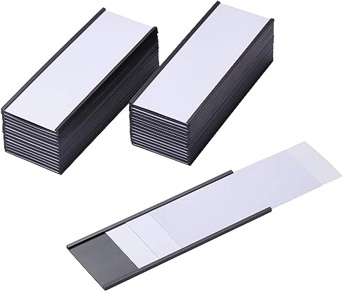 200 Stück magnetische Etikettenhalter mit Magneten, magnetische Datenkartenhalter mit transparenten Kunststoffschutzfolien für Metallregal, Whiteboard (5,1 x 14,9 cm) von Eeoyu