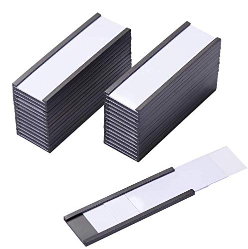 Eeoyu Magnetische Etikettenhalter mit Magneten Magnetische Datenkartenhalter mit Klarsicht-Kunststoffschutz für Metallregal, Whiteboard, Set von 30 (0,8 x 3 Zoll) von Eeoyu