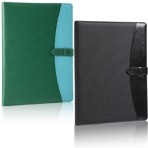 Eersida Padfolio-Portfolio-Mappe, Leder, 3-Ringbuch, Business mit nachfüllbarem, liniertem Notizblock, Interview/Konferenz-Dokumenten-Organizer für Damen und Herren, Schwarz, Grün, 2 Stück Eersida Padfolio-Portfolio-Mappe, Leder, 3-Ringbuch, Business mit nachfüllbarem, liniertem Notizblock, Interview/Konferenz-Dokumenten-Organizer für Damen und Herren, Schwarz, Grün, 2 Stück von Eersida