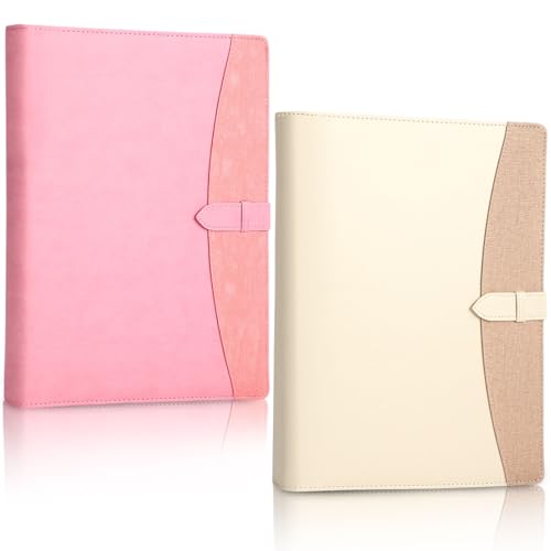 Eersida Padfolio-Portfolio-Ordner, Leder, 3-Ringbuch, Business mit nachfüllbarem, liniertem Notizblock, Interview-/Konferenzdokumenten-Organizer für Damen und Herren, Rosa, Beige, 2 Stück Eersida Padfolio-Portfolio-Ordner, Leder, 3-Ringbuch, Business mit nachfüllbarem, liniertem Notizblock, Interview-/Konferenzdokumenten-Organizer für Damen und Herren, Rosa, Beige, 2 Stück von Eersida