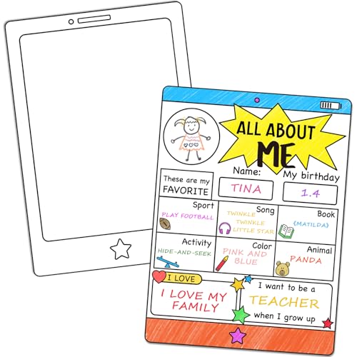 Eersida Poster "All About Me", englische Aufschrift: "Back to School", für Schüler, Grundschule für Klassenzimmer, Jungen und Mädchen, Star der Woche, Poster für Vorschule, Kindergarten, 36 Stück Eersida Poster "All About Me", englische Aufschrift: "Back to School", für Schüler, Grundschule für Klassenzimmer, Jungen und Mädchen, Star der Woche, Poster für Vorschule, Kindergarten, 36 Stück von Eersida