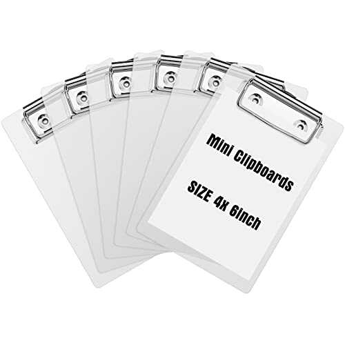 Eersida Mini-Klemmbretter aus Kunststoff, 10,2 x 15,2 cm, kleine Klemmbretter mit Profilclip für kleine Notizblöcke, Quittungen, Tickets, 6 Stück von Eersida