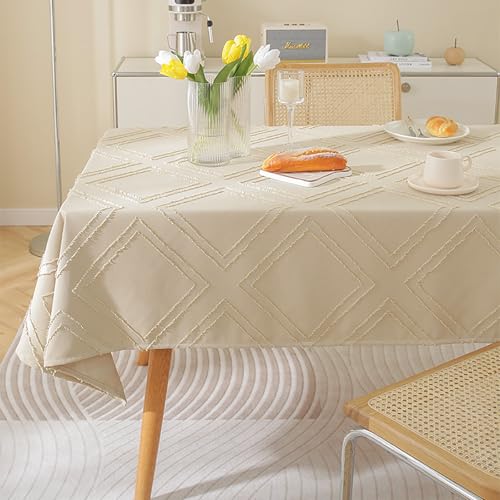Eestfy Baumwolle Leinen Tischdecke Rechteck Wipe Clean Tischdecke Wasserdichter Rutschfester Tischabdeckungsschutz Für Küche Picknick Wohnzimmer & Esszimmer Design,Ldk,135x220cm von Eestfy