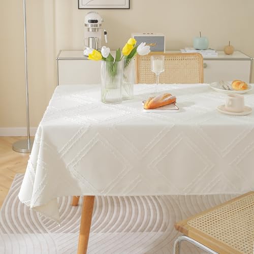 Eestfy Baumwolle Leinen Tischdecke Rechteck Wipe Clean Tischdecke Wasserdichter Rutschfester Tischabdeckungsschutz Für Küche Picknick Wohnzimmer & Esszimmer Design,Ldw,135x220cm von Eestfy
