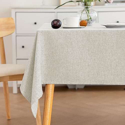 Eestfy BaumwolleLeinen Tischdecke wasserdichte Tischdecke Abwischbare Tischdecke Rechteckiges EsszimmerVerwenden Sie hitzebeständige verstärkte Saum Outdoor Indoor Tischdecke,Beige,90x150cm von Eestfy