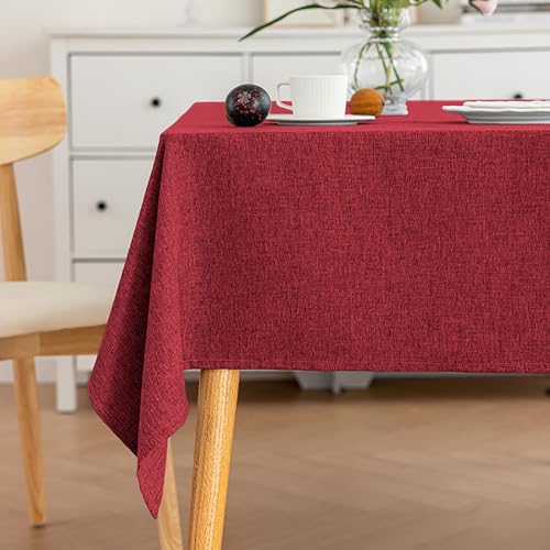 Eestfy BaumwolleLeinen Tischdecke wasserdichte Tischdecke Abwischbare Tischdecke Rechteckiges EsszimmerVerwenden Sie hitzebeständige verstärkte Saum Outdoor Indoor Tischdecke,Burgundy,120x170cm von Eestfy