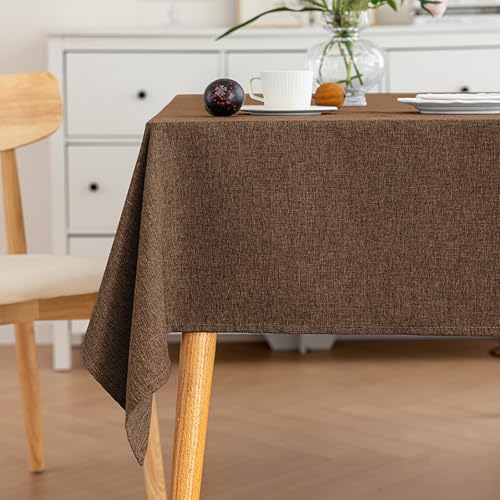 Eestfy BaumwolleLeinen Tischdecke wasserdichte Tischdecke Abwischbare Tischdecke Rechteckiges EsszimmerVerwenden Sie hitzebeständige verstärkte Saum Outdoor Indoor Tischdecke,Cocoa,140x220cm von Eestfy