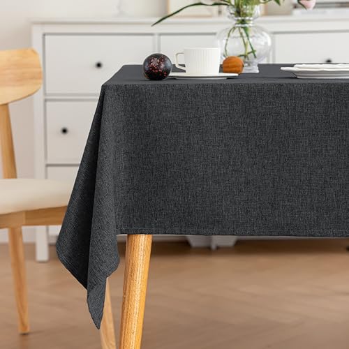 Eestfy BaumwolleLeinen Tischdecke wasserdichte Tischdecke Abwischbare Tischdecke Rechteckiges EsszimmerVerwenden Sie hitzebeständige verstärkte Saum Outdoor Indoor Tischdecke,Dgray,140x220cm von Eestfy
