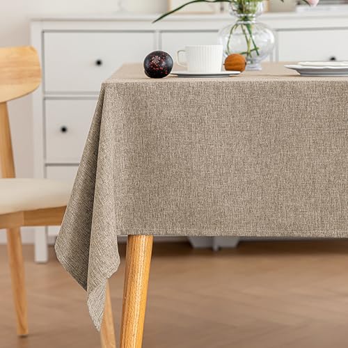 Eestfy BaumwolleLeinen Tischdecke wasserdichte Tischdecke Abwischbare Tischdecke Rechteckiges EsszimmerVerwenden Sie hitzebeständige verstärkte Saum Outdoor Indoor Tischdecke,Khaki,120x170cm von Eestfy