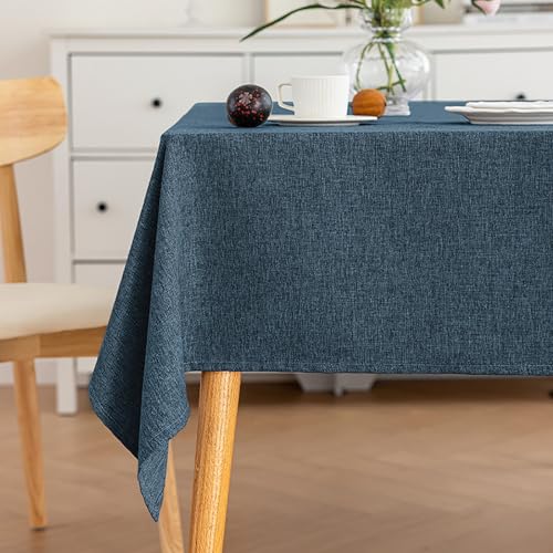 Eestfy BaumwolleLeinen Tischdecke wasserdichte Tischdecke Abwischbare Tischdecke Rechteckiges EsszimmerVerwenden Sie hitzebeständige verstärkte Saum Outdoor Indoor Tischdecke,Marine,140x180cm von Eestfy