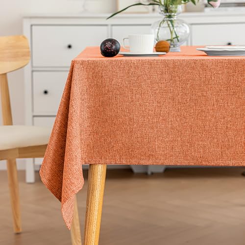Eestfy BaumwolleLeinen Tischdecke wasserdichte Tischdecke Abwischbare Tischdecke Rechteckiges EsszimmerVerwenden Sie hitzebeständige verstärkte Saum Outdoor Indoor Tischdecke,Tangerine,140x140cm von Eestfy