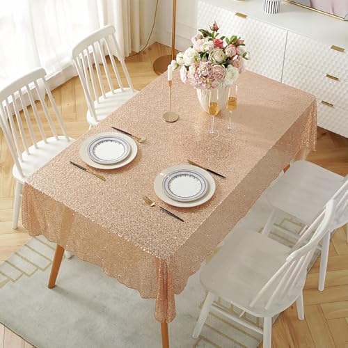 Eestfy Polyester Dekorative Tischdecke Rechteck Wischen Reinigen Event & Party Verwendung Pailletten Oberfläche Verstärkte Kante Tischabdeckung Für Küche Indoor Outdoor,Champagne,130x130CM Eestfy Polyester Dekorative Tischdecke Rechteck Wischen Reinigen Event & Party Verwendung Pailletten Oberfläche Verstärkte Kante Tischabdeckung Für Küche Indoor Outdoor,Champagne,130x130CM von Eestfy
