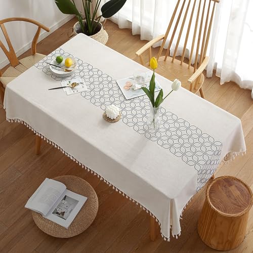 Eestfy Polyester-Tischdecke Anti-Rutsch-Rechteck-Tischdecke Schmutzabweisende Staubdichte Tischdecke Für Küche Essen Thanksgiving Weihnachten Tischdekoration,Blau,100x160cm von Eestfy