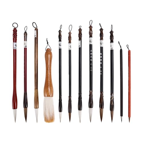 Eeuye 12-Teiliges Pinselset für Chinesische Kalligraphie - Pinselset für Malerei, Schreiben, Aquarell, Sumi-Pinsel, Kanji, Japanische Zeichenkunstpinsel von Eeuye