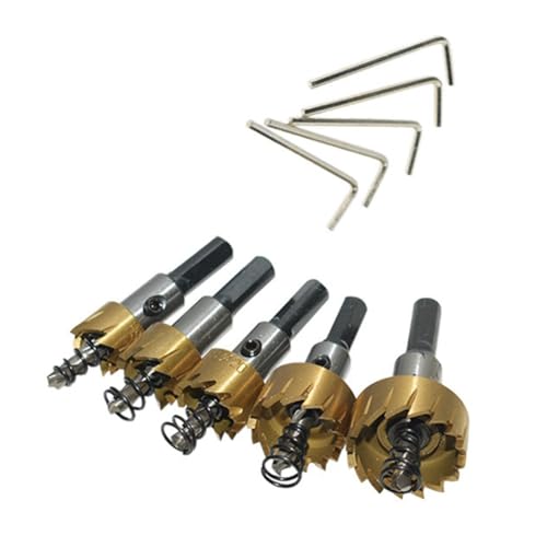 Eeuye 5-Teiliges Lochöffner-Set Aus Schnellarbeitsstahl, Bohrmaschine, Bohrwerkzeug-Set, Spezieller Lochöffner Aus Metall, Gold von Eeuye