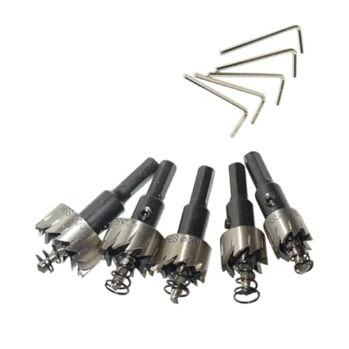 Eeuye 5-Teiliges Lochöffner-Set Aus Schnellarbeitsstahl, Bohrmaschine, Bohrwerkzeug-Set, Spezieller Lochöffner Aus Metall, Silber von Eeuye