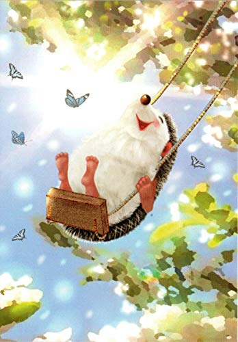 Eeypy Metallschild, Kunst-Blechschild mit Aufschrift "Happy Igel" auf Schaukeln, Sommerzeit, Sonne, Wald, Metallschild von Eeypy