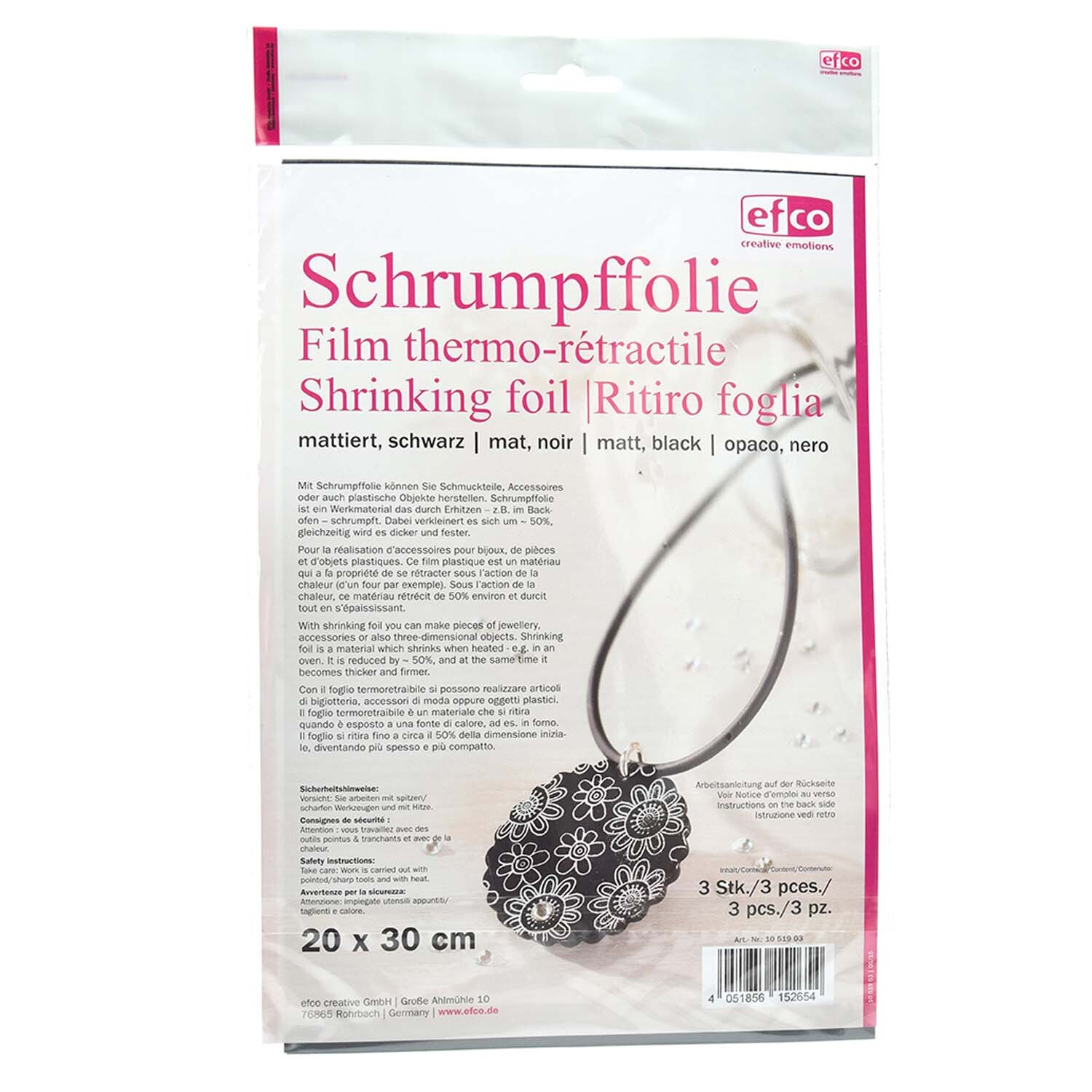 Schrumpffolie mattiert schwarz 20x30cm Schrumpffolie mattiert schwarz 20x30cm von Efco