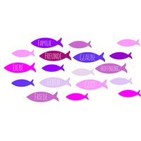 Wachsmotiv "Fischschwarm" - Violett von Violett