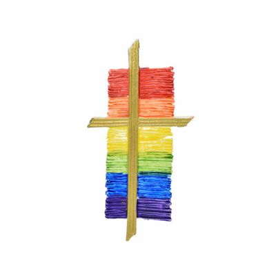 Wachsdekor Kreuz bemalt Regenbogen 11,7x6cm Wachsdekor Kreuz bemalt Regenbogen 11,7x6cm von Efco