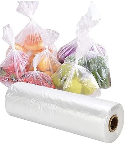 Efforias 500 Polyäthylen-Beutel auf einer Rolle, für Obst und Gemüse, transparent, Kunststoff, für Metzger, Thekenbeutel, 22,9 x 35,6 cm, Obst/Gemüse/Lebensmittel/Fleisch (2 Rollen) von Efforias