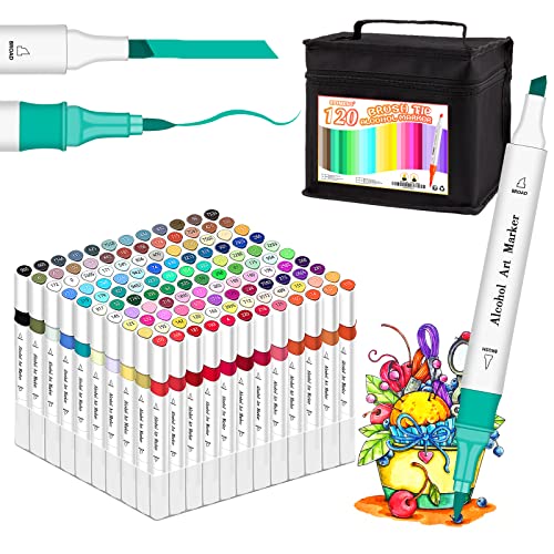 Efimeso 120 Farben Marker Stifte Set, Alkohol Marker Brush Pen Permanent Set Für Erwachsene Und Kinder, Filschstifte Set Twin Marker Zum Ausmalen, Malen Efimeso 120 Farben Marker Stifte Set, Alkohol Marker Brush Pen Permanent Set Für Erwachsene Und Kinder, Filschstifte Set Twin Marker Zum Ausmalen, Malen von Efimeso
