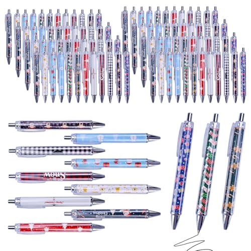96 Stück Weihnachts-Kugelschreiber, Großpackung für Weihnachten, Kugelschreiber, bunte Tintenroller für Weihnachtsbaumdekoration, Büro, Zuhause, Party, Geschenkzubehör (1 mm schwarze Tinte) von Eforcase