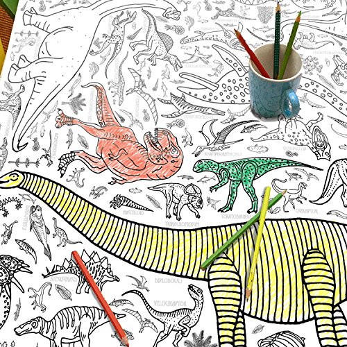 EggNogg Tischdecke zum Ausmalen, auch als Poster und Spielmatte verwendbar, verschiedene Motive verfügbar Dinosaurs von EggNogg