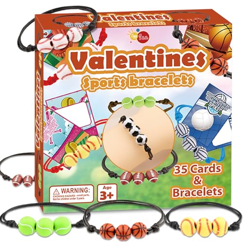 EggSun Valentinstagskarten mit Sportarmbändern für Klassenzimmer, Geschenktauschpreise, Valentinstagsparty, Spielzeug für Schulaustausch, Geschenke, Grußkarten, 35 Stück EggSun Valentinstagskarten mit Sportarmbändern für Klassenzimmer, Geschenktauschpreise, Valentinstagsparty, Spielzeug für Schulaustausch, Geschenke, Grußkarten, 35 Stück von EggSun