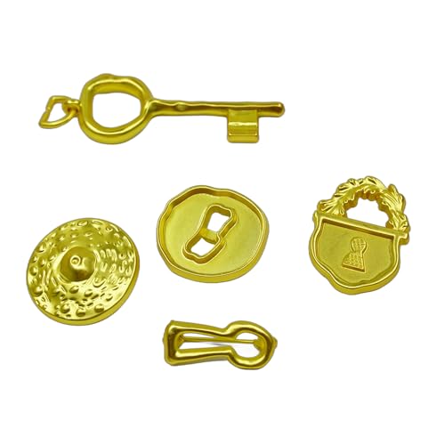 Dekorative, goldfarbene Metallknöpfe, gravierte Schlüsselschloss-Form, Nähknöpfe für Stoff, handgefertigt, Schmuck, Mantel, Jacke, Rock (5 Stück - 5 Stile) (gemischt 5–6#) von Egoshop
