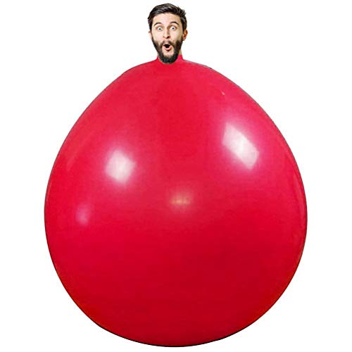 Egujiwa 72 Zoll Großer Menschlicher Ballon, Runder Aufstiegsballon, Dicker Latexballon für Hochzeit, Geburtstag, Event-Dekoration (Rot) von Egujiwa