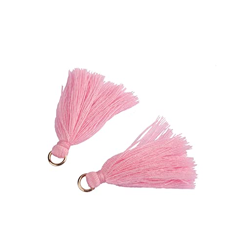 Egurs 100 Stück Mini Quasten 3cm Bunt Quaste Anhänger Troddel Fransen kleine Fransen für DIY Schmuck Ohrring Basteln, Armbänder, Schlüsselanhänger Rosa 2# von Egurs