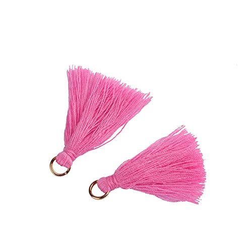 Egurs 100 Stück Mini Quasten 3cm Bunt Quaste Anhänger Troddel Fransen kleine Fransen für DIY Schmuck Ohrring Basteln, Armbänder, Schlüsselanhänger Rosa von Egurs
