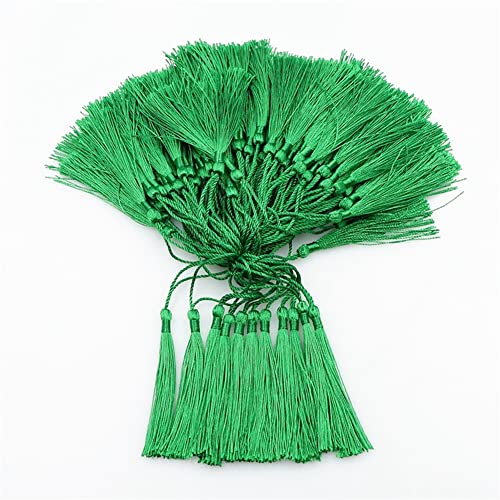 Egurs 100 Stücke 8cm Seide Quaste mit 5cm Kabel Handgemachte Klein Quaste Anhänger Schlüsselanhänger Basteln Quasten für Die Herstellung Von Schmuck, Souvenirs, Lesezeichen, DIY Handwerk Zubehör grün von Egurs