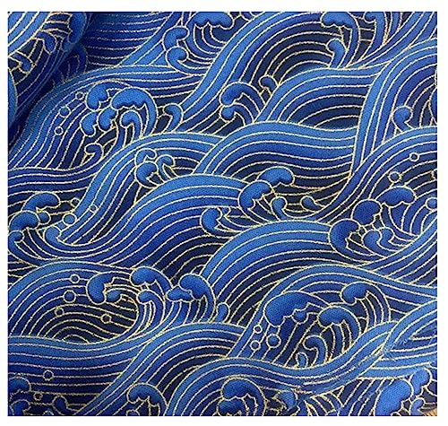 Egurs 200x150 cm Japanischer Stil Stoff Baumwolle Bronzing Baumwollstoff Meterware Patchwork zum Nähen Quilten DIY Kleidung Tischdecke Deko blau - Wellen 2 Meter Egurs 200x150 cm Japanischer Stil Stoff Baumwolle Bronzing Baumwollstoff Meterware Patchwork zum Nähen Quilten DIY Kleidung Tischdecke Deko blau - Wellen 2 Meter von Egurs