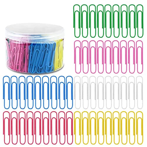Egurs 300 Stück Farbige Büroklammern Groß 50mm 6 Büroklammern Set für Schule,Büro,Organisation Persönlicher Dateien von Egurs