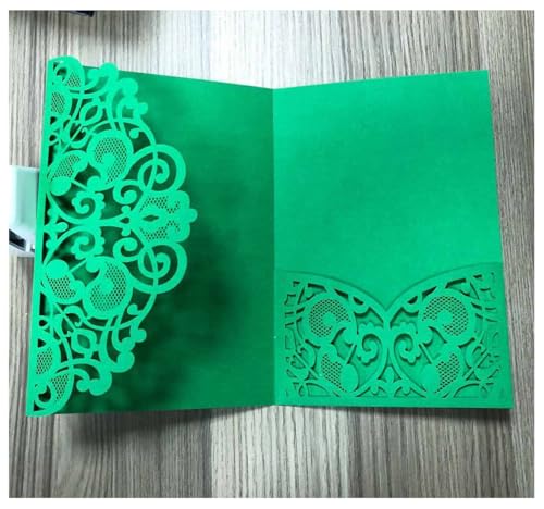 Egurs 30x Einladungskarten für Hochzeiten Verlobung Brautparty Party Lasercut Spitze Blume Hochzeitseinladungskarten mit Umschlägen Grün 30 Stück von Egurs
