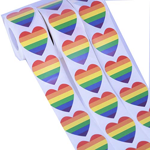 Egurs 500 Stück LGBT Sticker Gay Pride Rainbow Sticker Herzform Regenbogen Flagge Aufkleber Herzform Rolle Klebeband 500pcs von Egurs