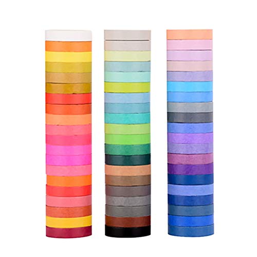 Egurs 60 Rolls 8mm Regenbogen Dekoband Einfarbig Selbstklebend Washi Masking Tape Papier Klebeband von Egurs