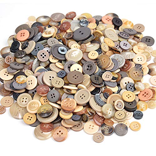Egurs 600 Stück Bunte Knöpfe Runde Craft Harz Kunststoff Knöpfe zum Nähen basteln Kinder DIY, Verschiedene Größen, 2 Löcher und 4 Löcher Brown von Egurs