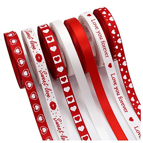Egurs 7 Rollen 9mm Satinband mit Herz I Love You Muster Schleifenband Geschenkband Valentinstag Geschenkverpackungen Strauß Dekoband Rot/Weiß Ripsband für Hochzeit Weinachten Geburtstag Basteln Egurs 7 Rollen 9mm Satinband mit Herz I Love You Muster Schleifenband Geschenkband Valentinstag Geschenkverpackungen Strauß Dekoband Rot/Weiß Ripsband für Hochzeit Weinachten Geburtstag Basteln von Egurs