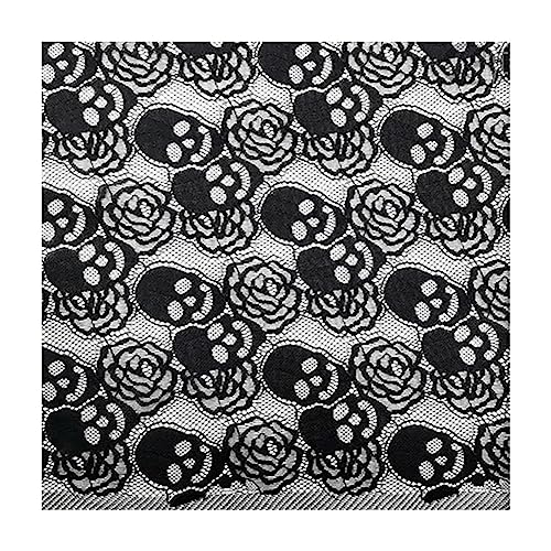 Egurs 91cm x 150m Schwarz Spitzenstoff mit Schädel Muster Tischtücher Halloween Spitzenband Nähzubehör Spitze Stoff Trim Stickerei Breite Retro Halloween Stoff Schwarz Deko Sewing Craft Egurs 91cm x 150m Schwarz Spitzenstoff mit Schädel Muster Tischtücher Halloween Spitzenband Nähzubehör Spitze Stoff Trim Stickerei Breite Retro Halloween Stoff Schwarz Deko Sewing Craft von Egurs