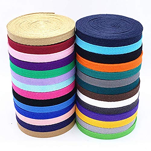 Egurs Baumwoll Gurtband 140m/28 Farben 10mm Nahtband Köperband Schrägband,28 Farben,Jede Farbe ist 5 Meter von Egurs