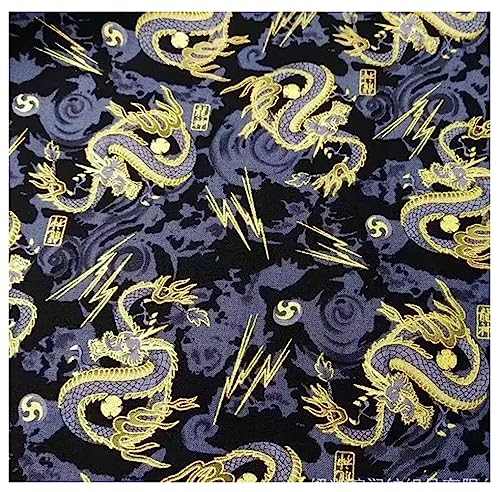 Egurs Baumwollstoff Meterware Japanischer Stil 100x152 cm Stoff Baumwolle Japan mit Blume Fächer Fliegender Kranich Drache Muster Tücher zum Nähen Quilten DIY Scrapbooking Tischdecke 3# 1 Meter von Egurs