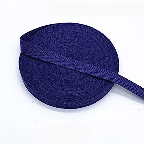 Egurs Bunt Gurtband aus Baumwolle 45m x 10mm Weich Gewebt Twill-Band Baumwollband Baumwollkordel Schrägband Köperband Twillband Fischgräten-Bänder zum Nähen Dekoband Nähenband Marine von Egurs