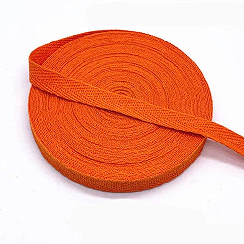 Egurs Bunt Gurtband aus Baumwolle 45m x 10mm Weich Gewebt Twill-Band Baumwollband Baumwollkordel Schrägband Köperband Twillband Fischgräten-Bänder zum Nähen Dekoband Nähenband Orange von Egurs