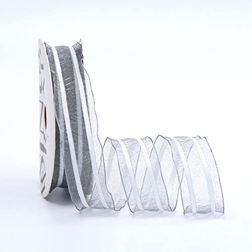 Egurs Geschenkband Chiffon 20Yard Transparentes Schleifenband Organza Chiffon Stoff für Band Geschenk Hochzeit lumensträuße Geburtstagsparty 2.5cm Breit Dunkelgrau Egurs Geschenkband Chiffon 20Yard Transparentes Schleifenband Organza Chiffon Stoff für Band Geschenk Hochzeit lumensträuße Geburtstagsparty 2.5cm Breit Dunkelgrau von Egurs