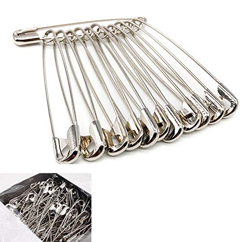 Egurs Große Sicherheitsnadeln, 400 Stück 46 mm Groß aus Metall Silber Nadeln Nähen Basteln Safety Pins 46mm von Egurs
